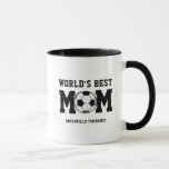 Personalized Soccer Mom Gift for Mom Coffee Mug<br><div class="desc">Perfect gift for the world's best soccer mom! Simple black and white design features modern typography and a soccer (football) ball image. Great gift for Mother's day, birthday, Christmas and other holidays. Personalize this soccer mom mug with your team name or custom text, and change fonts colors if you like,...</div>