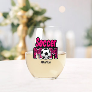Personalized Soccer Mom Mother's Day Stemless Wine Glass
