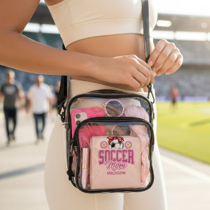 Personalized Soccer Mom Name Clear Crossbody Bag