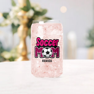 Personalized Soccer Mom Name Mother's Day Can Glass