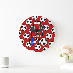 Personalized Soccer Monogram Letter A Large Clock