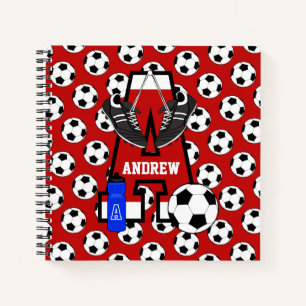 Personalized Soccer Monogram Letter A Notebook
