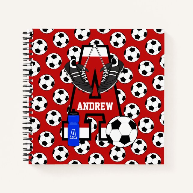 Personalized Soccer Monogram Letter A Notebook (Front)
