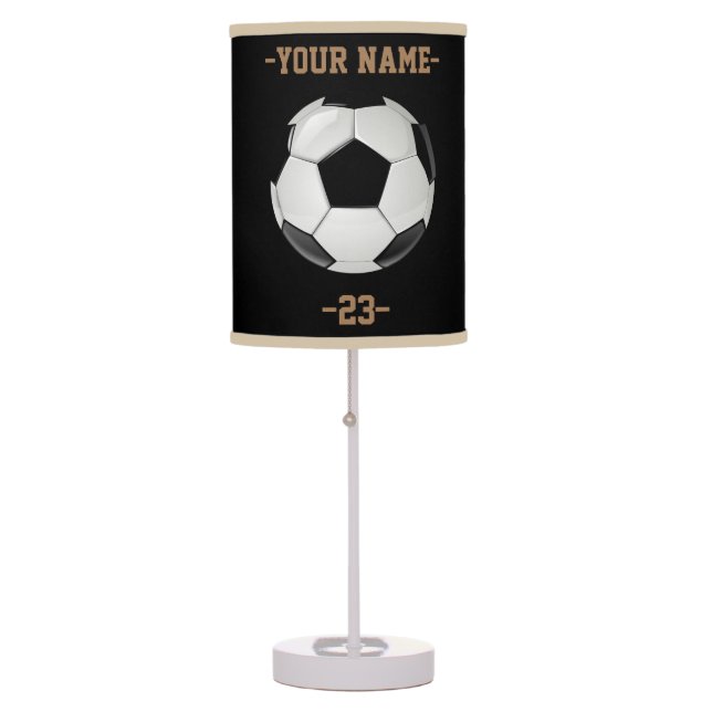 Personalized Soccer Name and Number Table Lamp (Front)