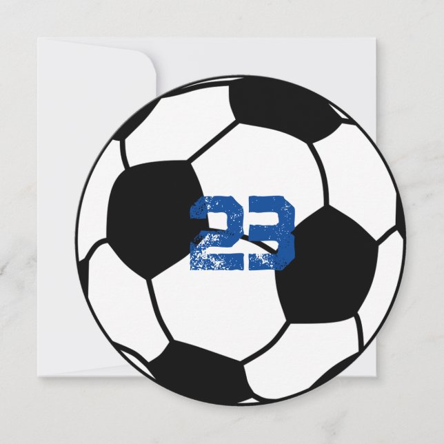 Personalized Soccer Number Flat Thank You Card (Front)