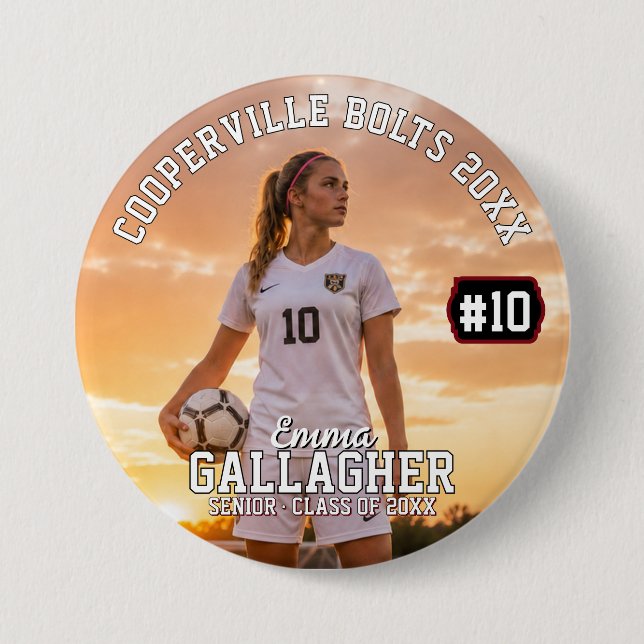 Personalized Soccer Photo Button (Front)
