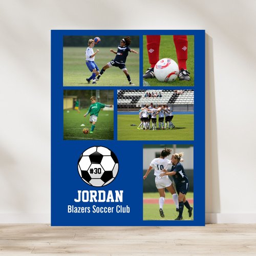 Personalized Soccer Photo Collage Name Team  Poster