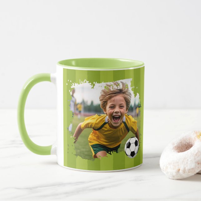 Personalized Soccer Photo - Custom Name & image Mug (With Donut)