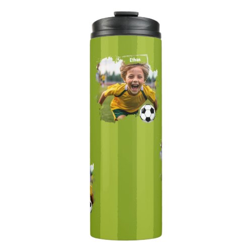 Personalized Soccer Photo _ Custom Name  image Thermal Tumbler