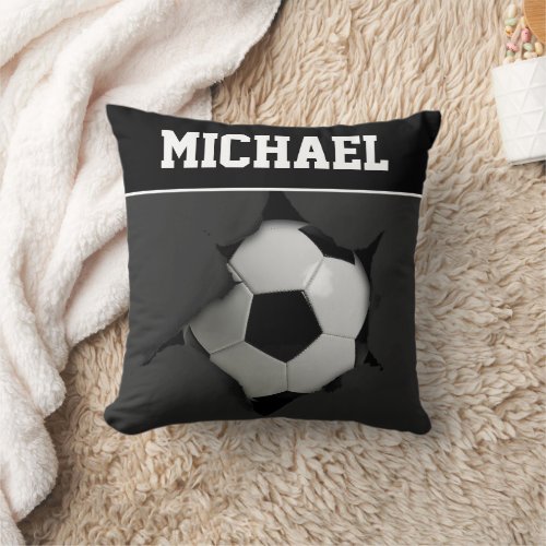 Personalized Soccer Player Ball Name Sports Throw Pillow