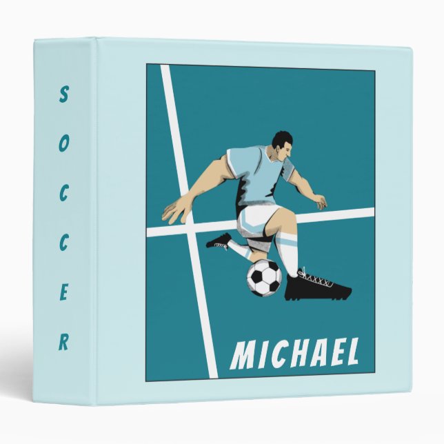Personalized Soccer Player Coach Illustration Cool 3 Ring Binder (Front/Spine)