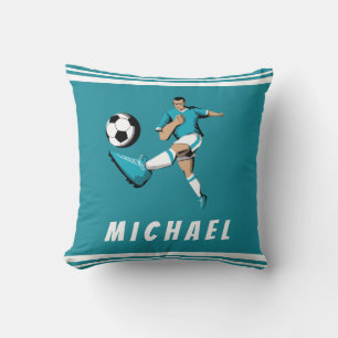 Personalized Soccer Player Cool Graphics Striped  Throw Pillow