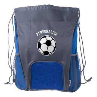 Personalized soccer player drawstring backpack