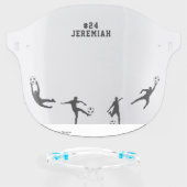 Personalized Soccer Player Kid Kicking Ball Face Shield (Front w/Glasses)