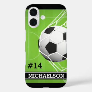 Personalized Soccer Player Name and Number iPhone 16 Case