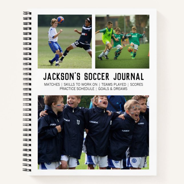 Personalized Soccer Player Team Photo Collage Notebook (Front)