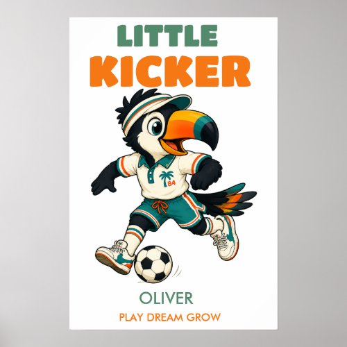 Personalized Soccer Poster | Retro Kids Toucan Art