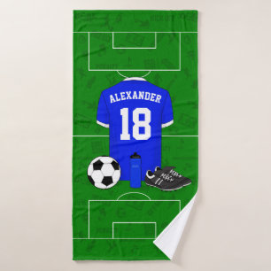 Personalized soccer shirt bath towel set