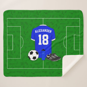 Personalized soccer shirt sherpa blanket