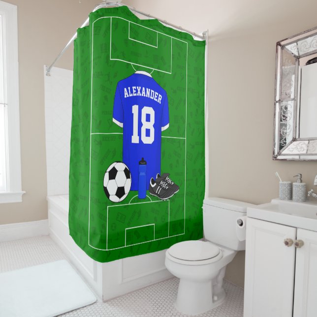 Personalized soccer shirt shower curtain (In Situ)