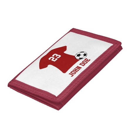 Personalized Soccer Shirt With Ball Trifold Wallet