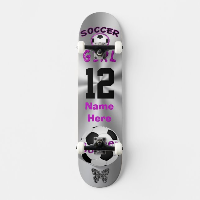 Personalized Soccer Skateboard Deck for Girls (Front)