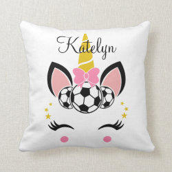Personalized Soccer -  Smiling Baby Unicorn Throw Pillow