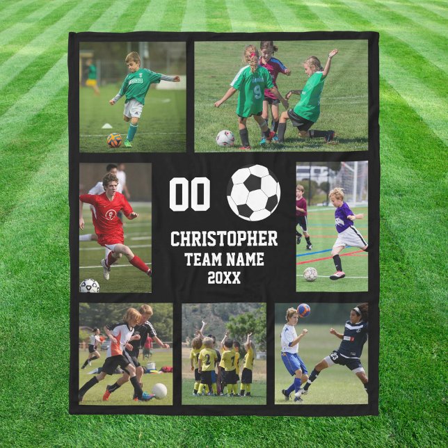 Personalized Soccer Team Photo Collage Fleece Blanket (Personalized Soccer Team Photo Collage Fleece Blanket)