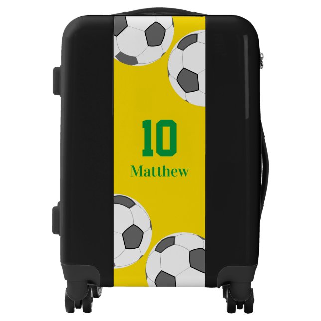 Personalized Soccer Yellow Green Brazil Luggage (Front)