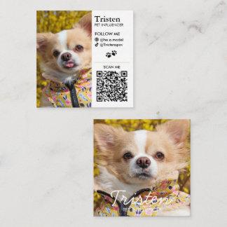 Personalized Social Media Double Photo QR Square Business Card