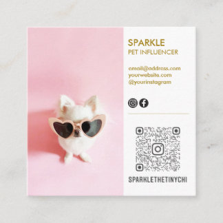 Personalized Social Media Double Photo QR Square Business Card