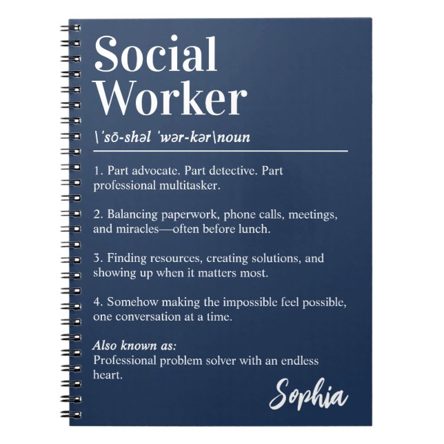 Personalized Social Worker Dictionary Definition Notebook (Front)