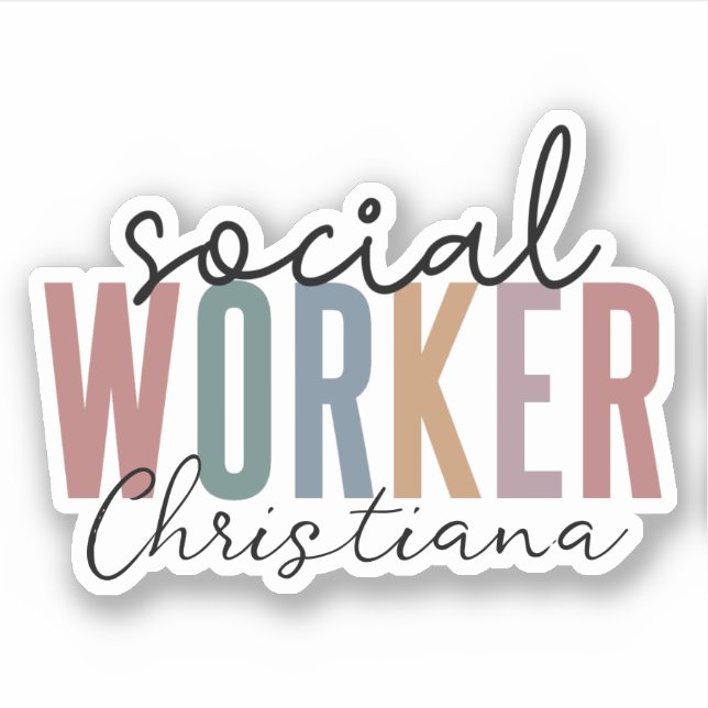 Personalized Social Worker Graduation Sticker (Front)