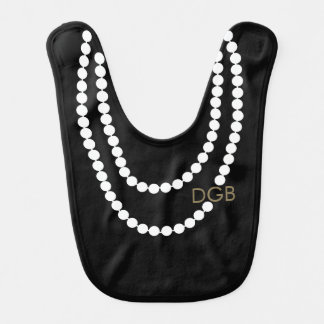 Personalized Socialite Pearl Necklace Baby Bib