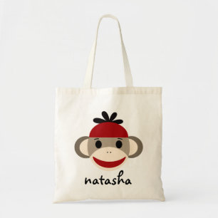 Personalized Sock Monkey Bookbag Tote Bag