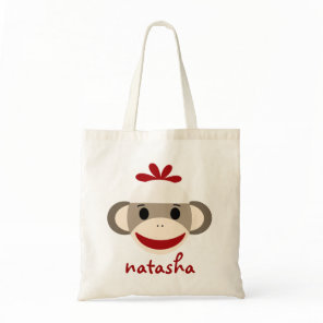 Personalized Sock Monkey Bookbag Tote Bag