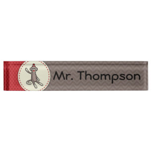 Personalized Sock Monkey Name Plate