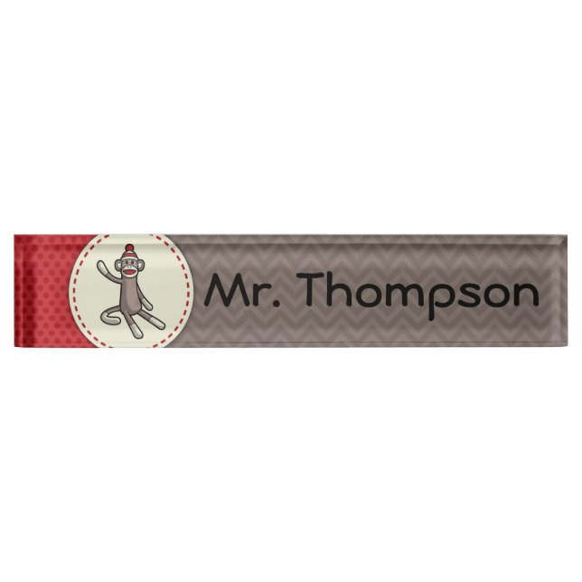 Personalized Sock Monkey Name Plate (Front)