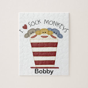 Personalized Sock Monkey Puzzle /Toy