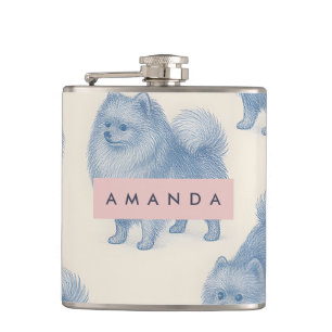 Personalized Soft and Cute Pomeranian Pattern Flask