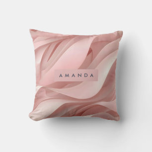 Personalized Soft Blush Pink Abstract Flow Design Throw Pillow