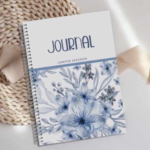 Personalized Soft Classic Blue Floral Journal 