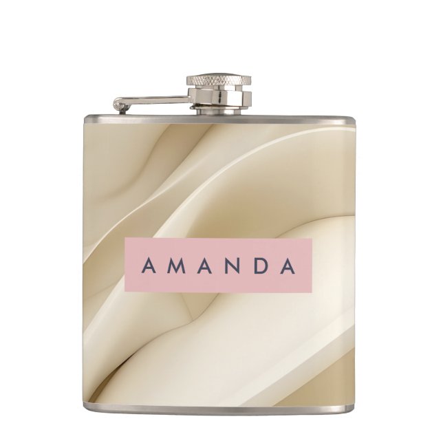 Personalized Soft Cream Abstract Minimal Flow  Flask (Front)