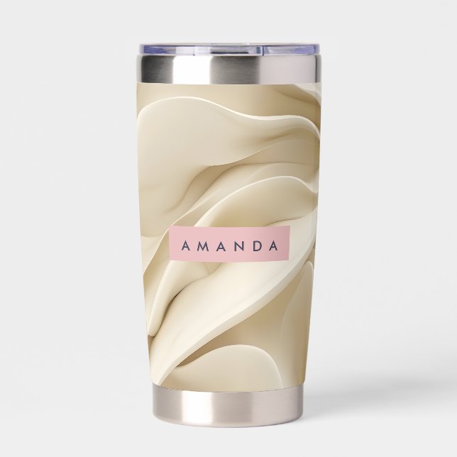 Personalized Soft Cream Abstract Minimal Flow  Insulated Tumbler (Front)