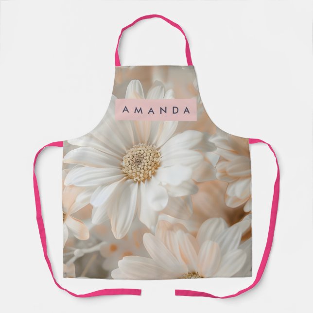 Personalized Soft Cream Daisy Bloom  Apron (Front)