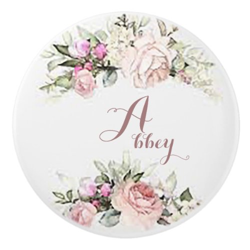 Personalized Soft Floral  Ceramic Knob