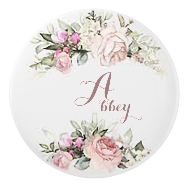 Personalized Soft Floral  Ceramic Knob (Front)