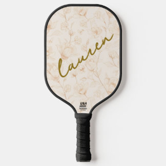 Personalized Soft Florals Name Pickleball Design Paddle
