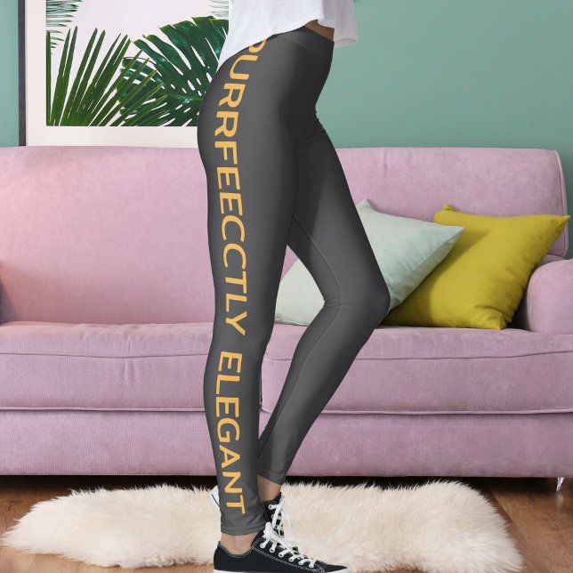 Personalized Soft Gold Dark Grey Text Fun Leggings (Creator Uploaded)