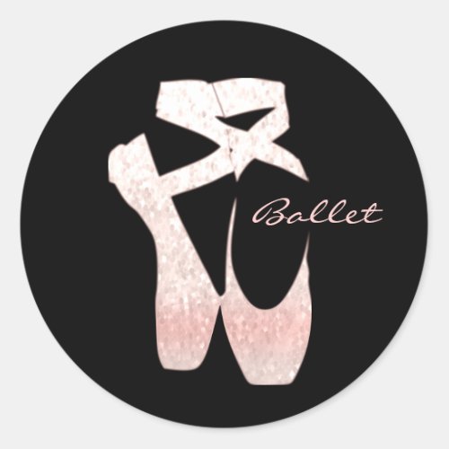 Personalized Soft Gradient Pink Ballet Shoes Classic Round Sticker